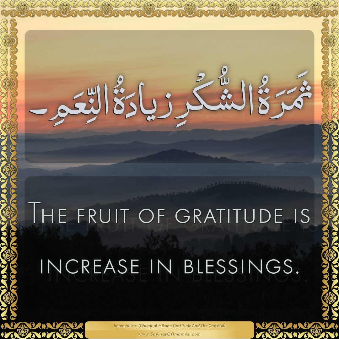 The fruit of gratitude is increase in blessings.